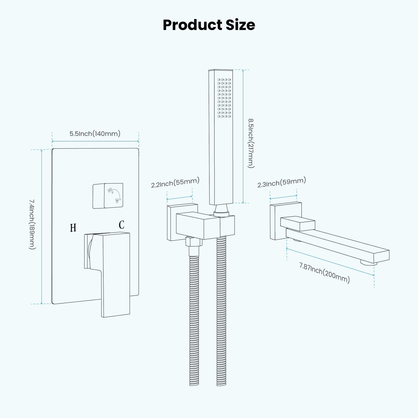 gotonovo Wall Mounted Bathtub Faucet with Hand Held Sprayer,Tub Shower Faucet Set,Single Handle Bathroom Shower System Mixer for Tub,Rough-In Valve Included Swivel Tub Spout Polished Chrome