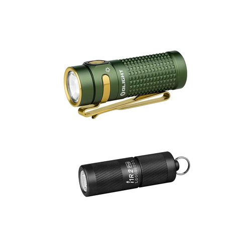OLIGHT Baton4 Rechargeable LED Pocket Flashlight 1300 Lumens Bundle with I1R 2 Pro EOS 180 lm Keychain Light