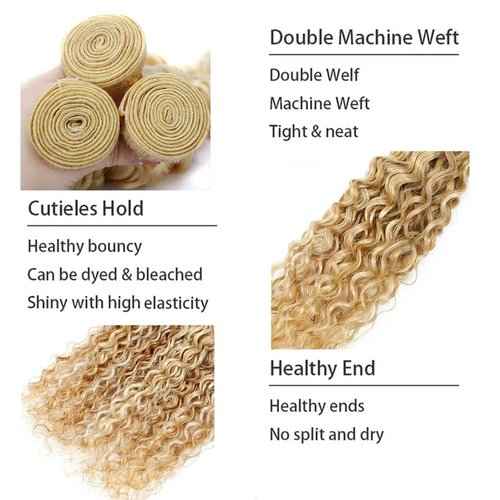 26 28 30 inch P27/613 Human Hair Bundles 613 Water Wave Bundles Blonde Wet and Wavy Human Hair Extensions 300g