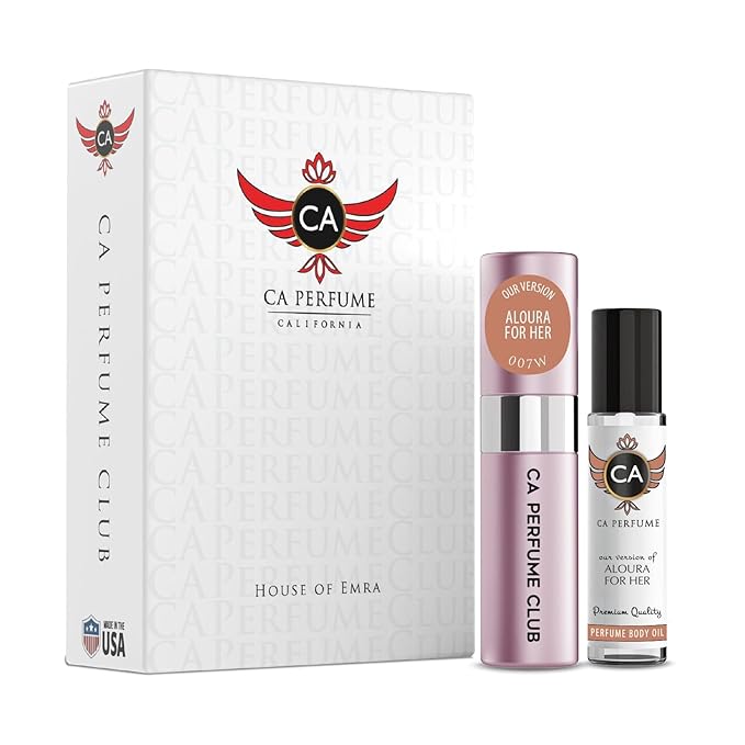 CA Perfume Duo Impression of Aloura For Her For Women Perfume Layering Set Long Lasting Travel Size EDP + Body Oil Roll-On Bottle 0.27 Fl Oz+0.33 Fl Oz