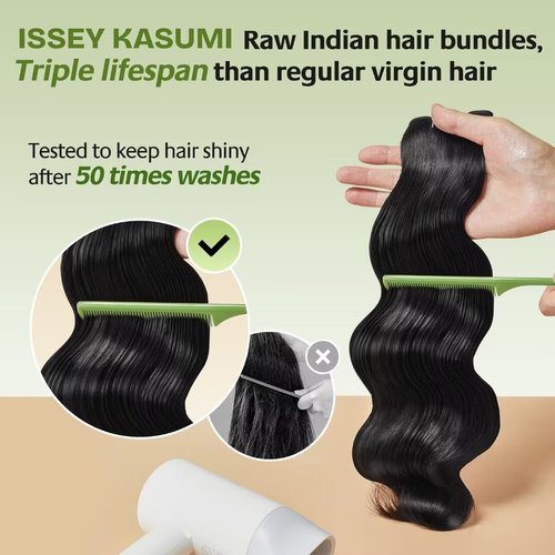 ISSEY KASUMI Raw Indian Human Hair Single Bundle,Triple Lifespan Than Regular Virgin Hair,In-Store Quality,Online Price! 100% Raw Indian Hair Bundles Body Wave Raw Hair Bundles 20 Inch