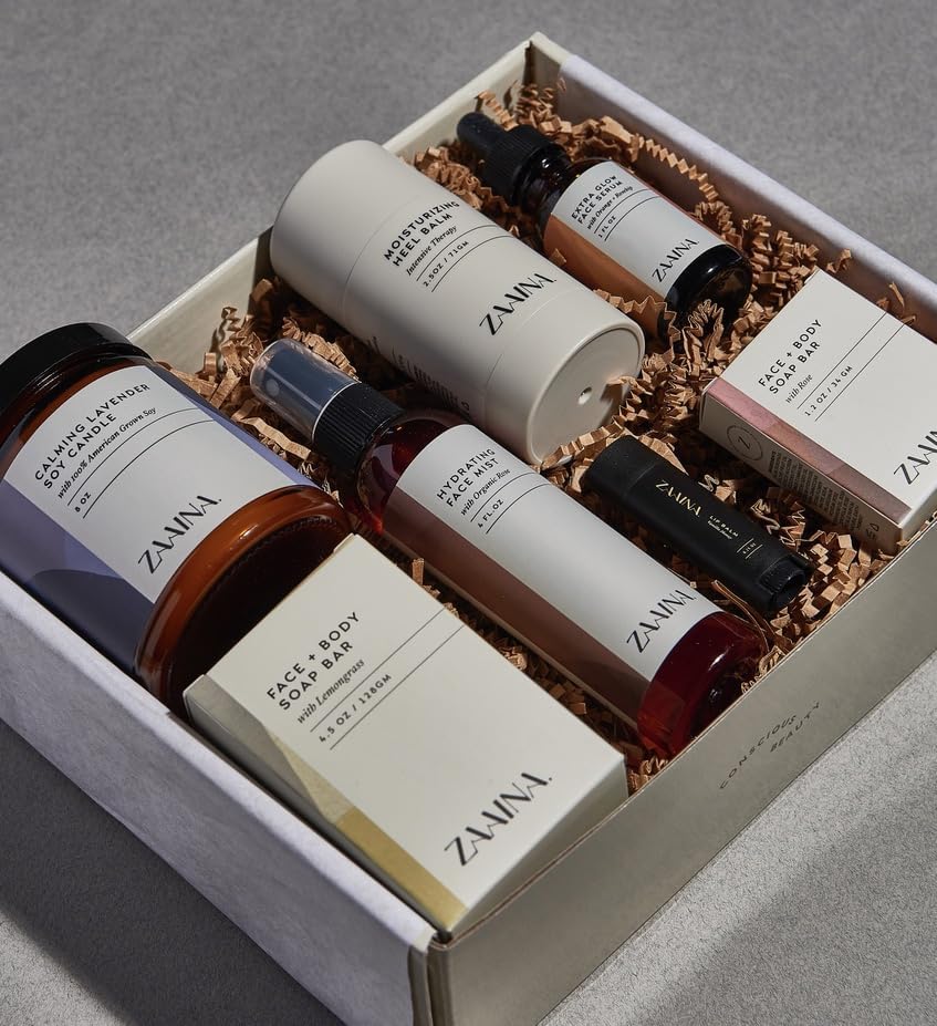 ZAAINA Spa Gift Set for Her - Relaxation Spa Kit for Women, Handmade in USA, Pampering At Home Bath and Body Self Care Spa Package, Luxury Spa Birthday Gifts for Women, Spa Gift Basket for Mom