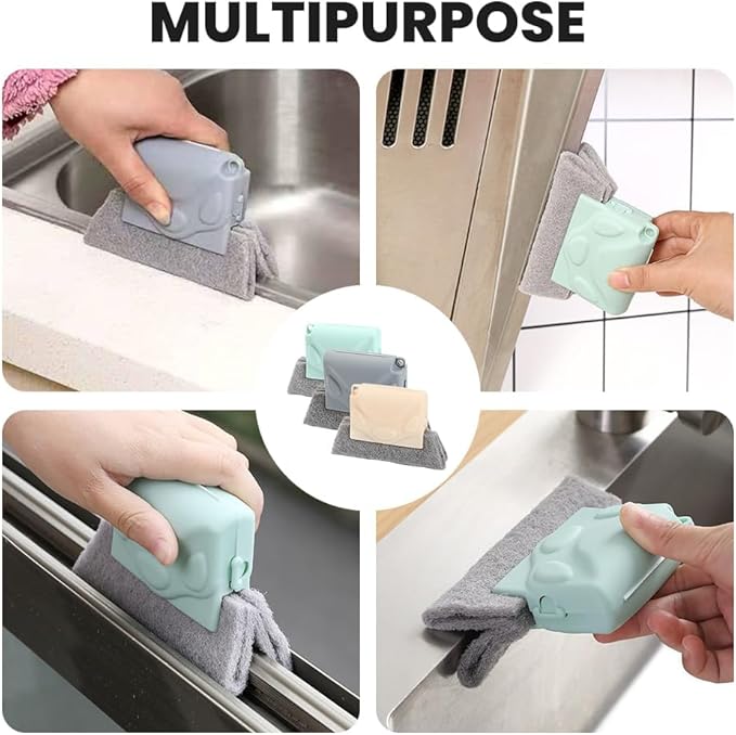 Window Groove Cleaning Brush,2024 New Hand-held Magic Window Track Cleaner Tools Set,Groove Cleaning Brush Window or Sliding Door for Sliding Door, Sill, Tile Lines, Shutter (Pink+Gray)