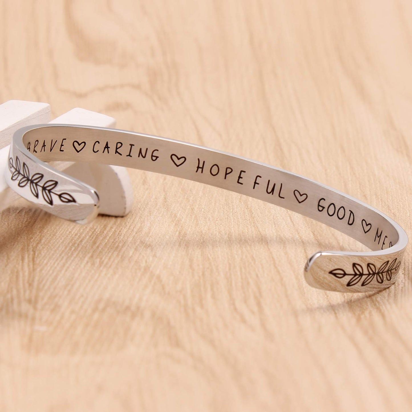 Btysun Bracelets for Women Inspirational Gifts for Her Motivational Cuff Bangle Friendship Friend Bracelets Mantra Quotes Engrav