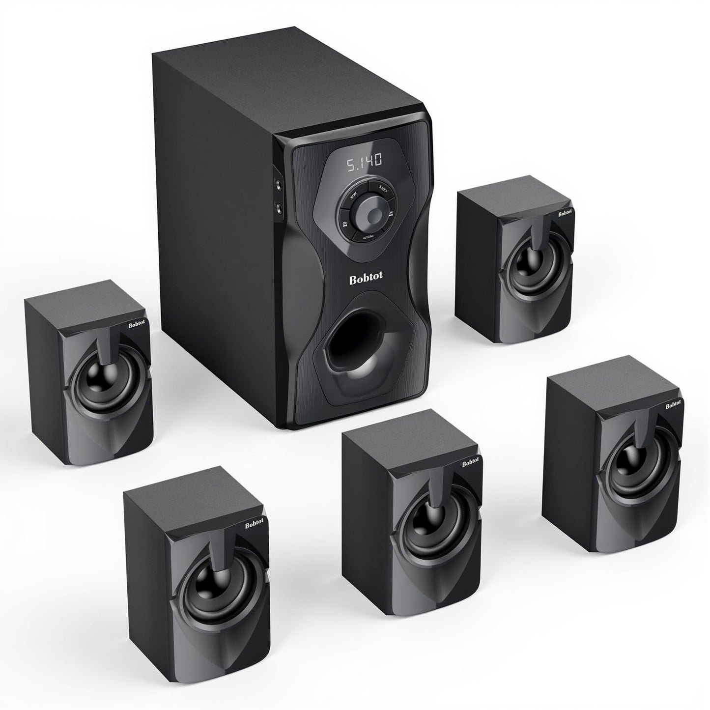 Bobtot Surround Sound System Home Theater Speakers - 700 Watts Peak Power 5.1/2.1Wired Stereo Speaker System 5.25" Subwoofer Strong Bass with Bluetooth ARC Optical Input