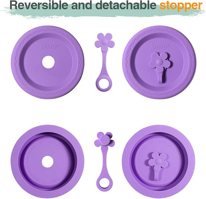 Silicone Mason Jar Lids, Regular and Wide Mouth Compatible, with Straw Hole and Stopper (light color 4pcs)