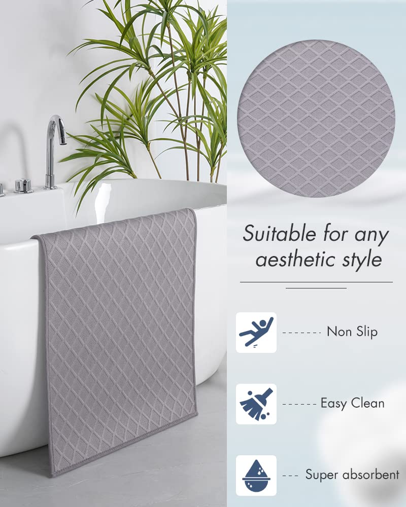 AMOAMI Ultra Thin Bathroom Rugs, Rubber Backed Bath Mats for Bathroom Non Slip, Absorbent Bathroom Mat for Floor, Shower, Sink (17"x28", Grey)