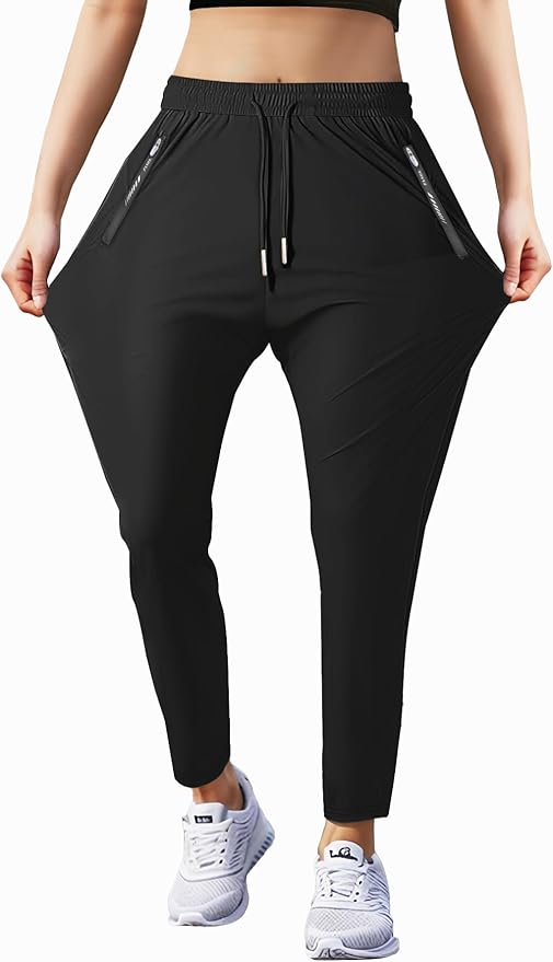 Hidkat Women's Outdoor Hiking Pants Lightweight Breathable Quick Dry Stretchy Running Athletic Pants with Zipper Pocket