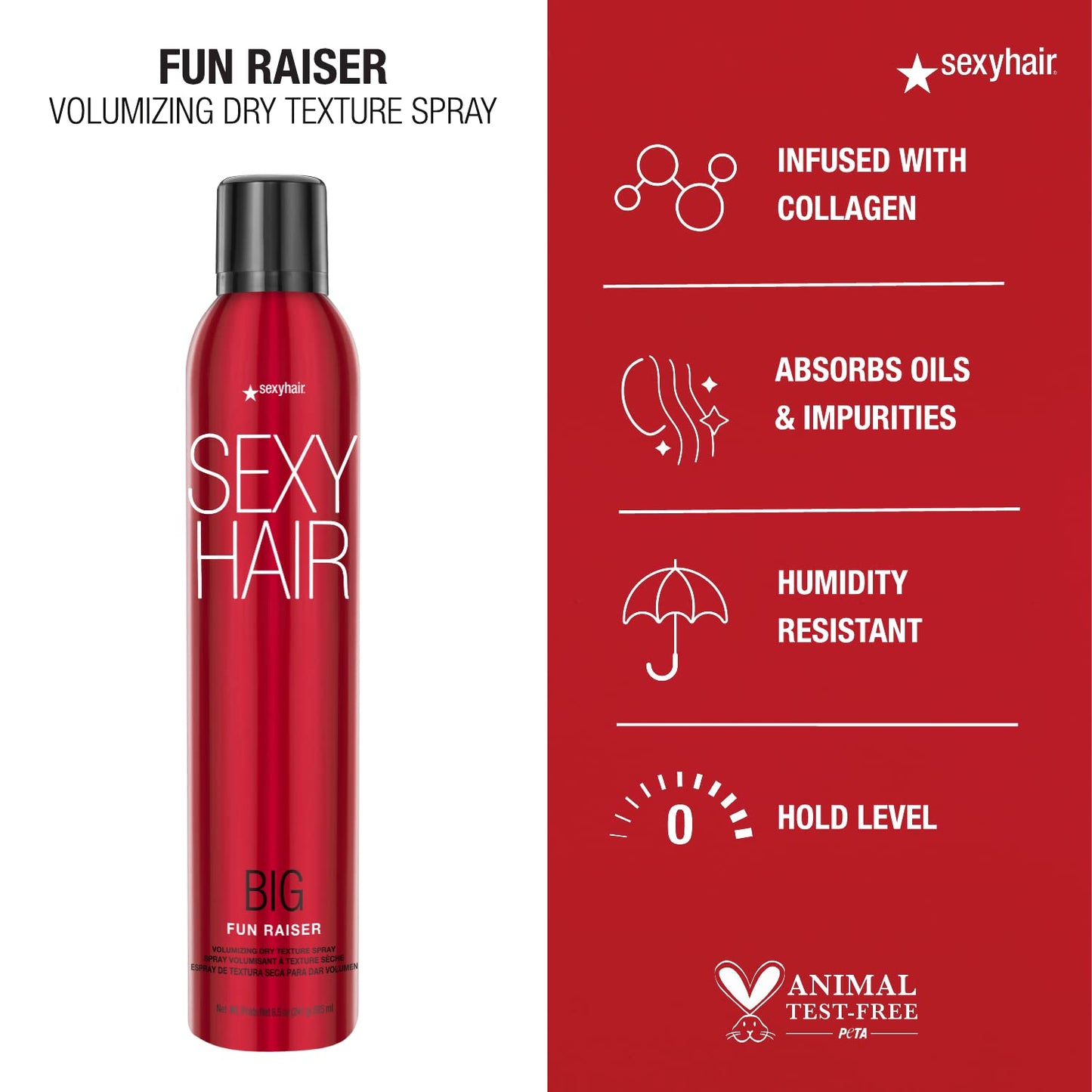 SexyHair Big Fun Raiser Volumizing Dry Texture Spray, 8.5 Oz | Up to 48 Hour Hold | Added Volume | Up to 24 Hour Humidity Resist