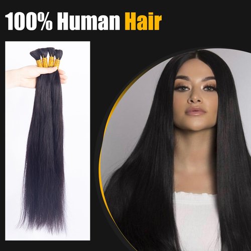 V Light Hair Extension Kit Hair Bulk, 18" 20" 22", 100 grams, Double Drawn,10 Bundles,100% Human V-light Bulk Hair Extensions #1B Black #613 blonde. (#1b 50g, 20inch)
