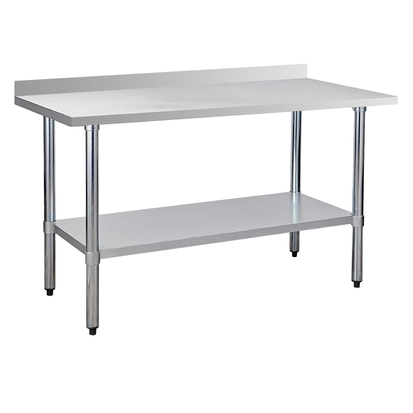 Okeyolive Stainless Steel Work Table 24 x 60 Inch, NSF Commercial Prep Table with Undershelf, Heavy Duty Food Prep Workstation with Backsplash