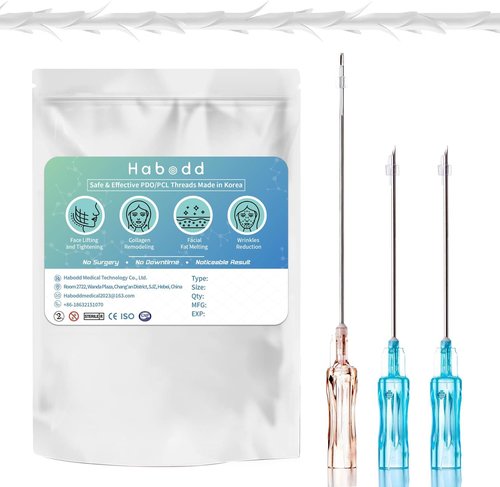 Habodd PCL Threads for Face Whole Body Lift, 360R Bi-Direction 4D Cog Type 10PCS (21G60MM) PCL Cog Thread Big V Line for Body Cheek Jaw Lift