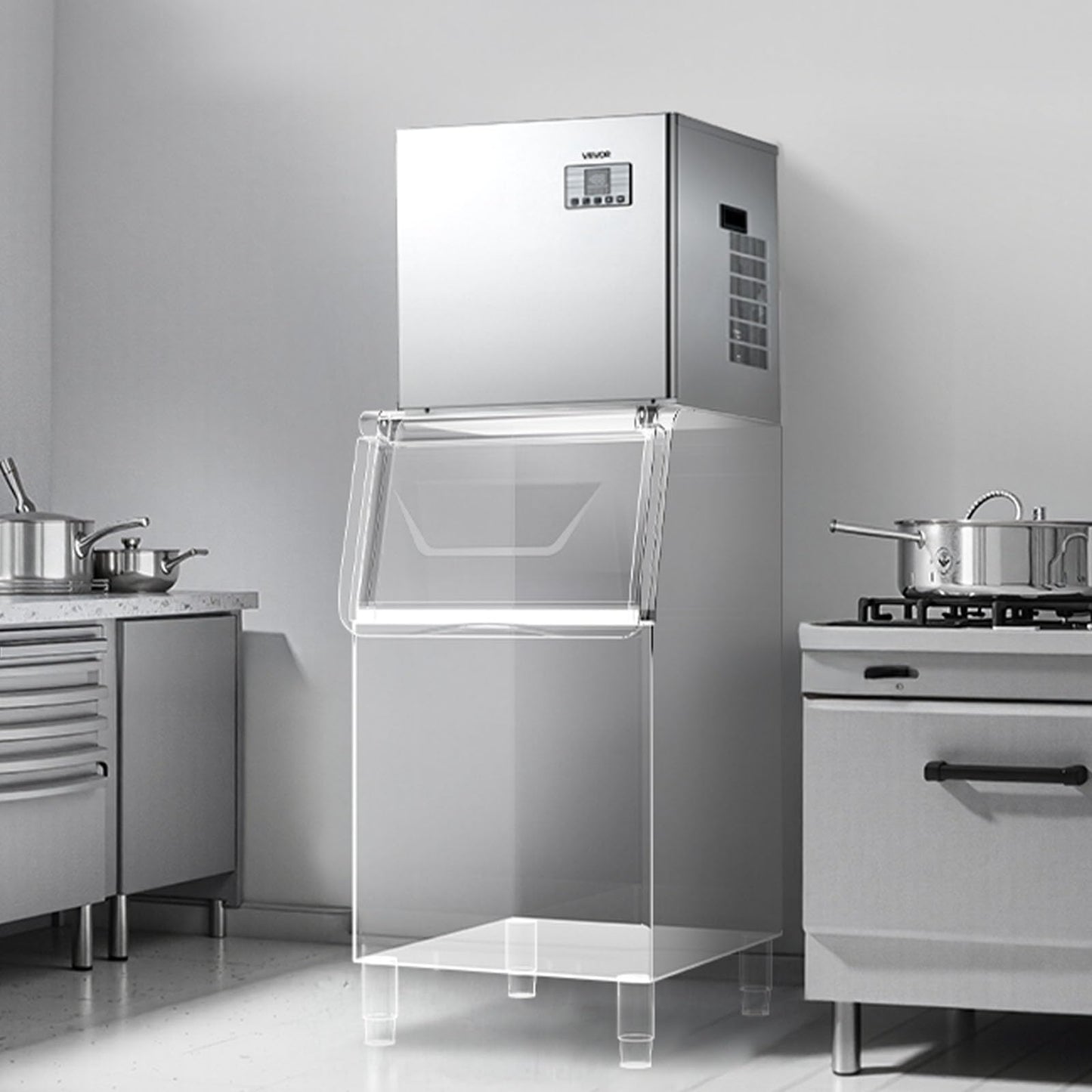 VEVOR Commercial Ice Maker Machine - Head, 550 Lbs/Day Stainless Steel Ice Machine with Scheduled Ice-Making, Self-Cleaning, Adjustable Thickness, Ideal for Restaurant Bar Cafe Hotel - Head Only