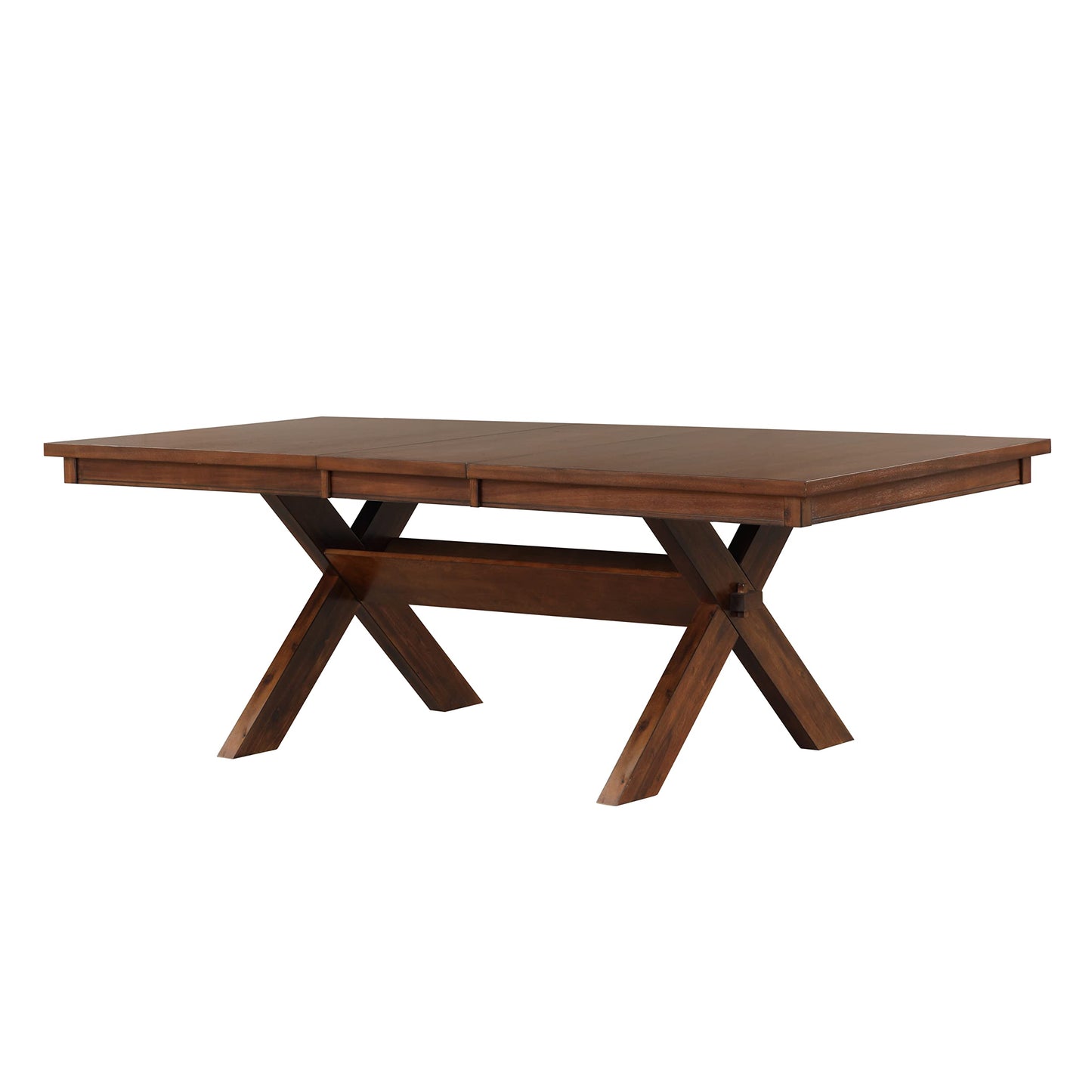 Karven Wood Trestle Extendable Dining Table with Leaf, Dark Hazelnut