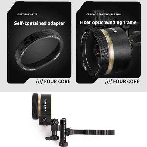 Compound Bow Sight Aluminum Alloy Archery Bow Sights 0.019" Fiber Optic 5 Pin Bow Sight with Sight Light Compound Bow Accessory (Short Pole)