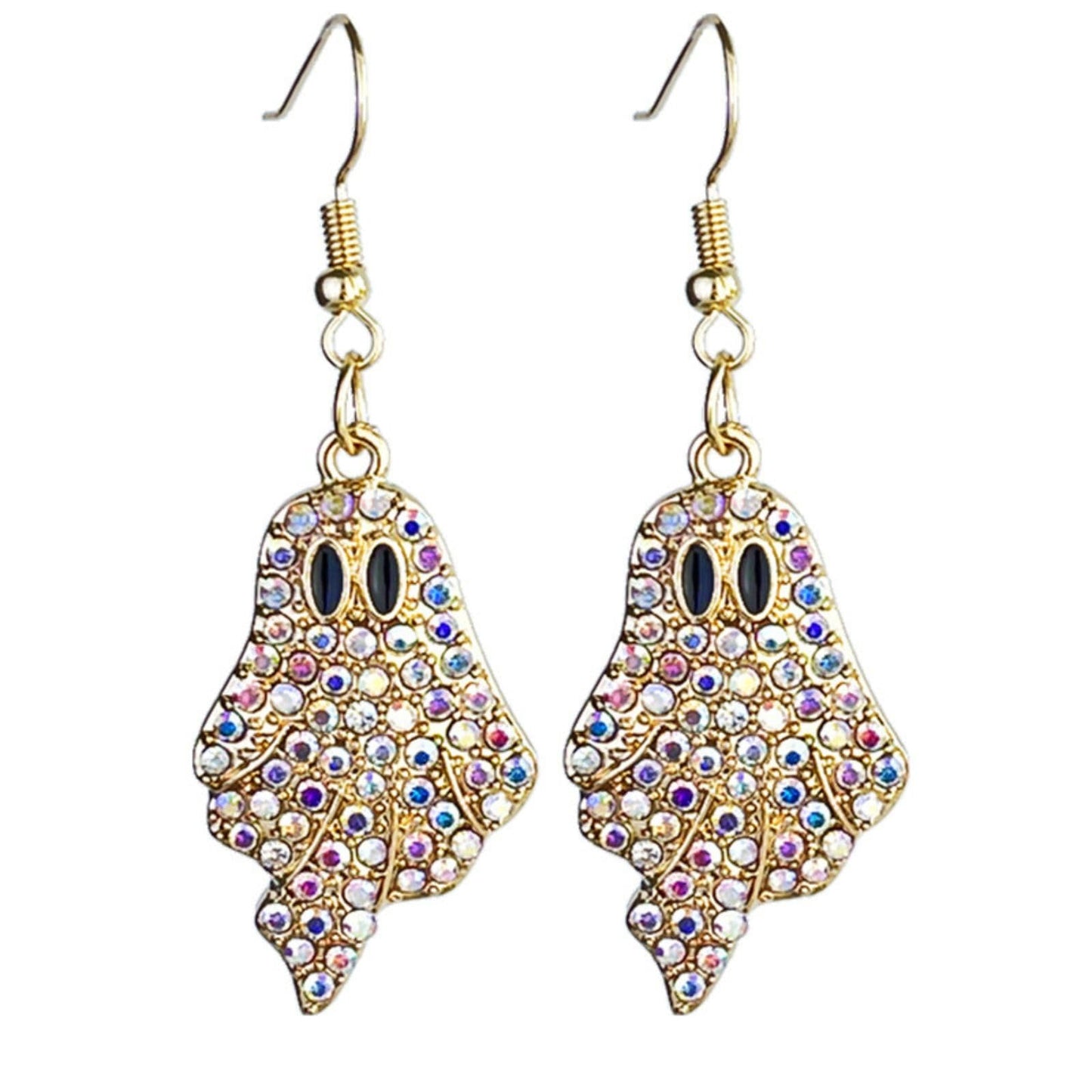 Halloween Pumpkin Ghost Earrings Sparkly Rhinestone Dangle Earring for Women-Ghost
