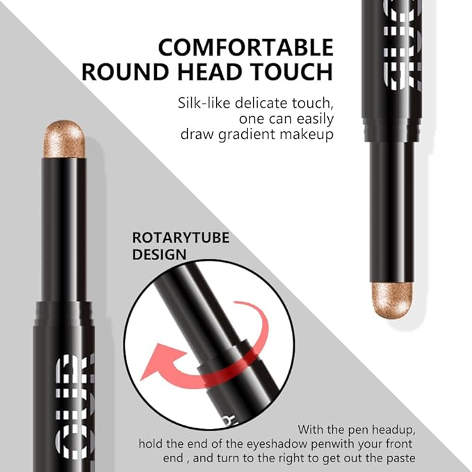 6Pcs Cream Eye Shadow Sticks Makeup for Women, Nuetral Nude Red Metallic Dark Kakhi Green Beige Brown Rosy Brown Shimmer Matte Eye Shadow Brightener Stick for Eyes, Waterproof Eyeshadow Pencil Set02