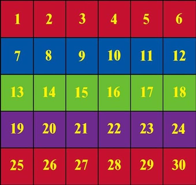 KIDCARPET.COM Classroom Seating Rug with 30 Squares Bright, 10' x 12' Rectangle, Educational Classroom Rug, Kids Learning Play Mat | Area Rug for Bedroom or Playroom