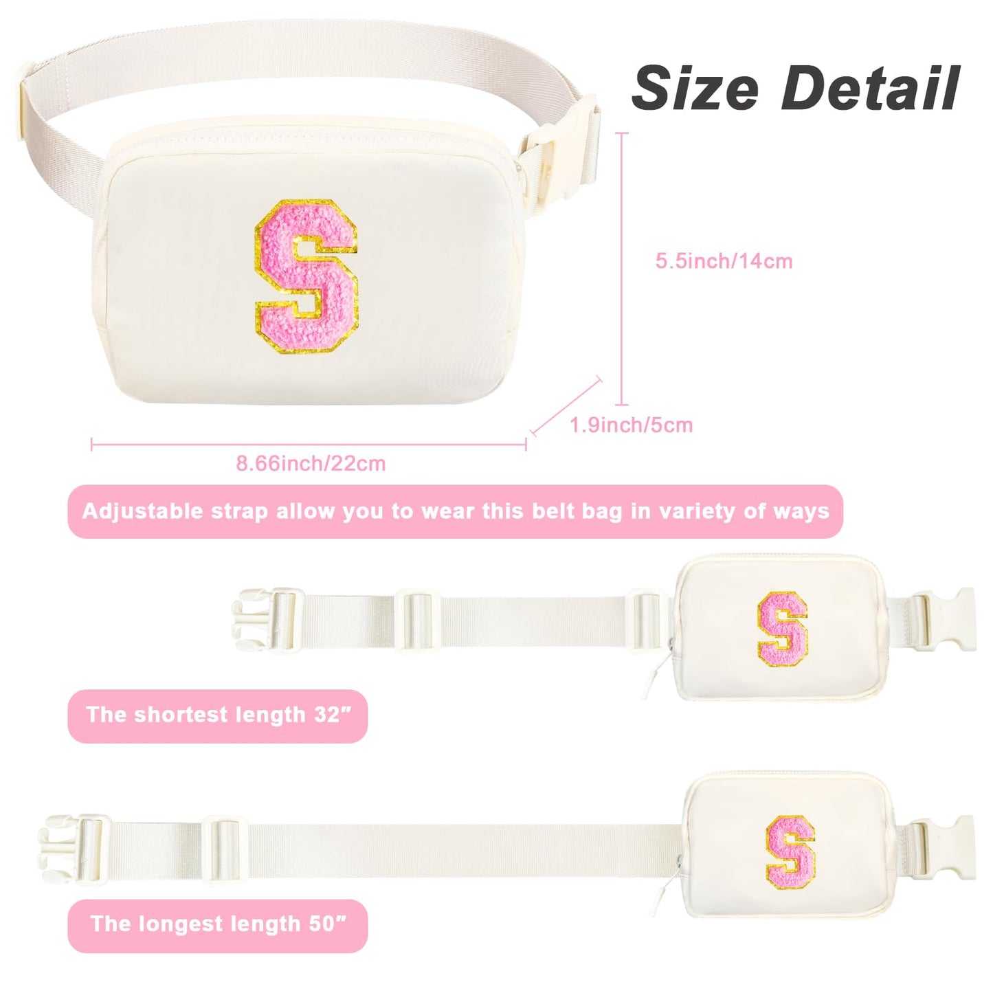 Awfrky Personalized Fanny Pack for Girls, Gift Sets for Teen Girls, Birthday Gifts for 4 5 6 7 8 9 10 11 12 13 Year Old Girl, Initial Crossbody Bag Belt Bag for Girl Kids (S)