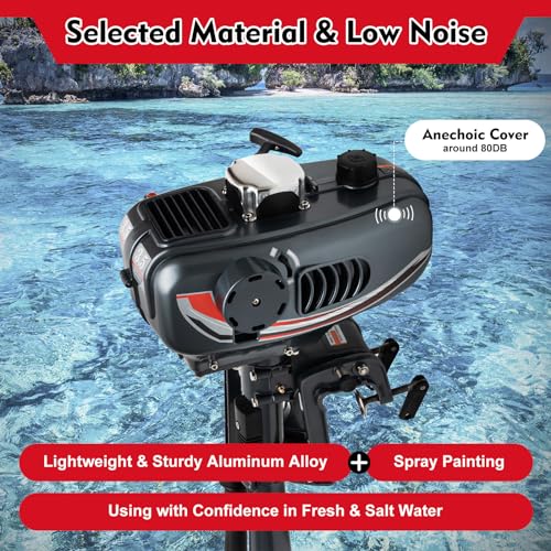 3.5HP Outboard Motor, 2-Stroke 49cc Outboard Engine Gasoline Motorboat Engine Outboard, Outboard Trolling Motor For Fishin...