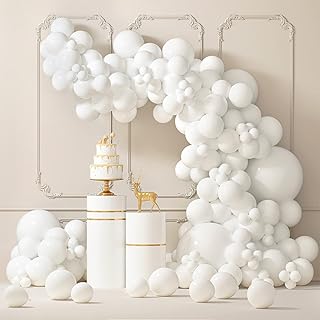 RUBFAC 87pcs White Balloons Different Sizes 18 12 10 5 Inches for Garland Arch, Premium Party Latex Balloons for Birthday ...