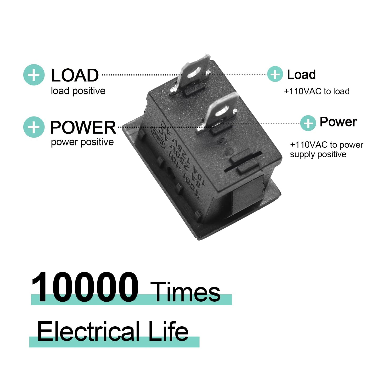 QTEATAK 5Pcs On/Off Boat Rocker Switch 5Pcs 2 Pin 2 Position Snap 12V 110V 250V