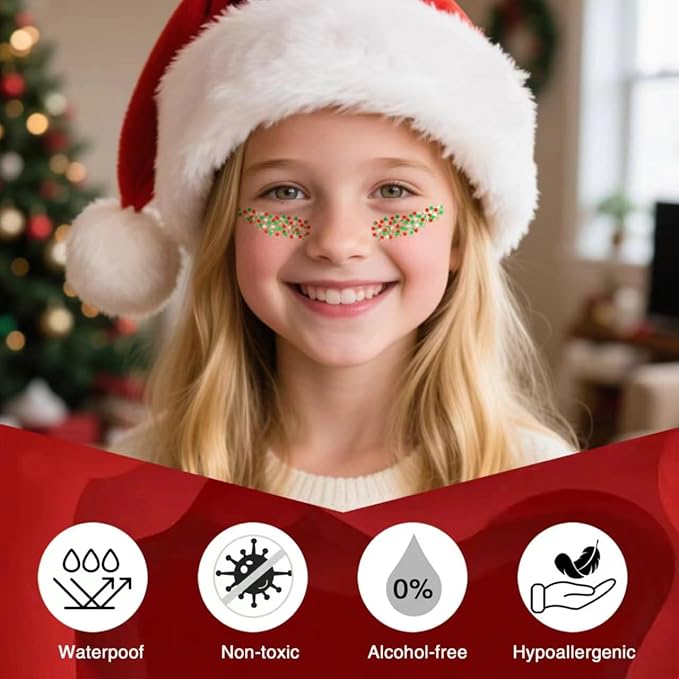 MEICOLY Red and Green Face Body Glitter Stick for Christmas,Hair Glitter Stick for Kids Women,Sparkle Christmas Glitter Makeup,Stocking Stuffers for Women Kids,Chunky Face Glitter for Festival Party