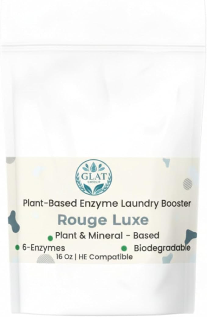Enzyme Laundry Booster Powder - Rouge Luxe | Plant-Based, 6-Enzyme Blend for Maximum Stain & Odor Removal | Biodegradable, Boosts Detergent in All Water Temperature, HE Compatible, 16 Oz