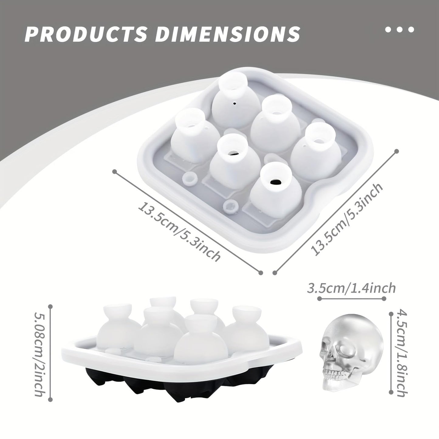 DakGagMah Skull Ice Cube Mold, 6-Cavity Silicone Ice Tray for Whiskey, Cocktails, and Beverages, Food-Grade Flexible Ice Maker for Halloween & Party Drinks, Easy Release & Dishwasher Safe