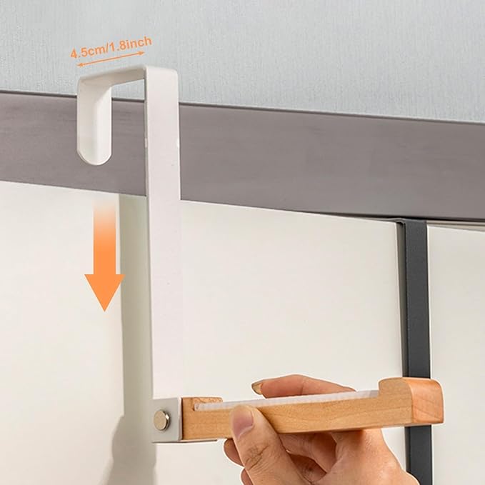 2 Pack Over The Door Hook Hanger Foldable Metal & Wood Door Hook Over The Door Hanging Rack Organizer for Clothes Coats Towels