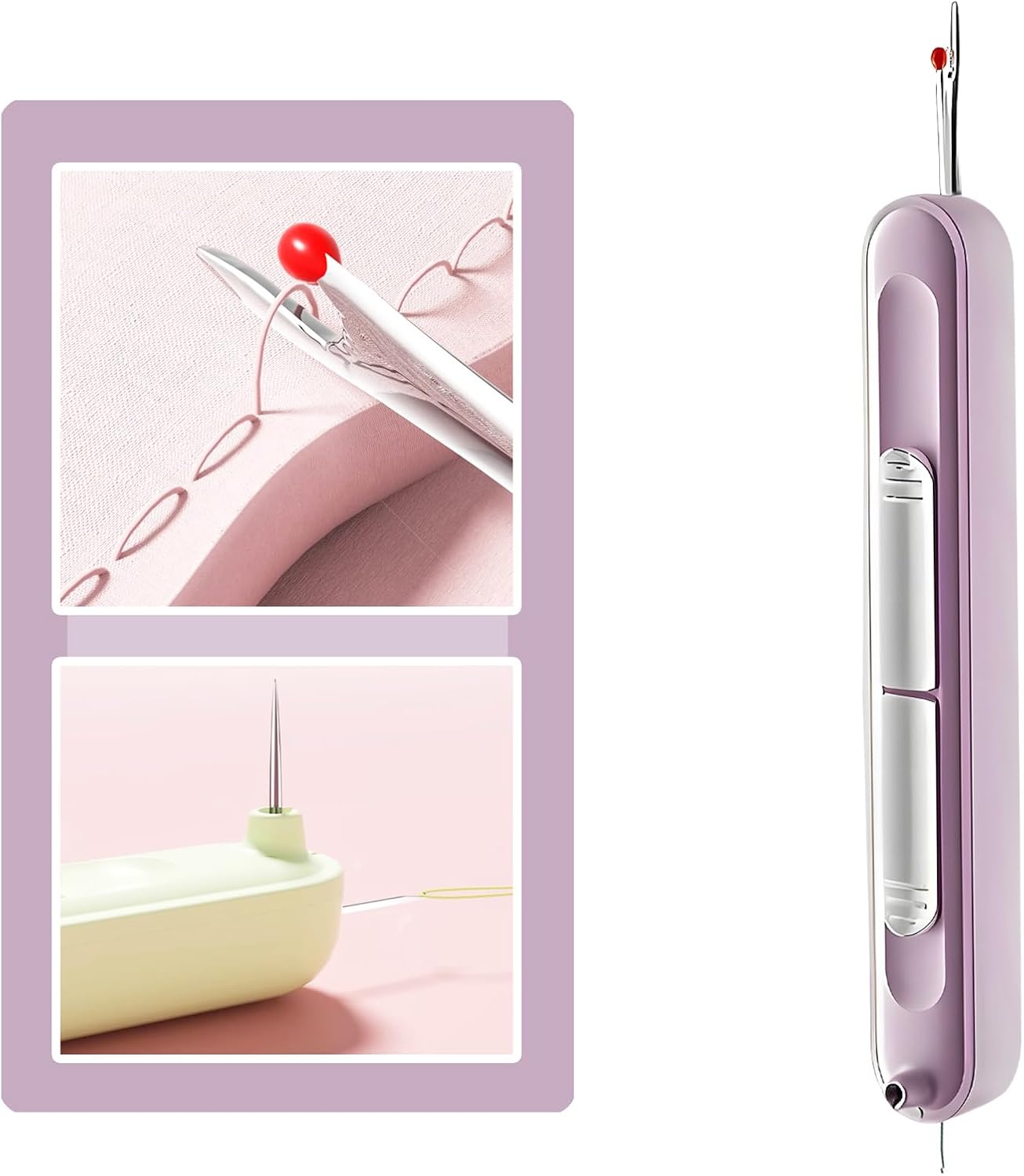 Upgraded 2 in 1 Automatic Needle Threaders Seam Ripper,Quilting Supplies Sewing Kit,Quick Sewing Machine Loop Needle Threaders (1PCS-Purple)