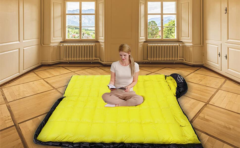 OMVMO 0 20 Degrees F Down Sleeping Bag for Adults,4 Season Cold Weather Rectangle Wearable Down Sleeping Bag for Camping H...