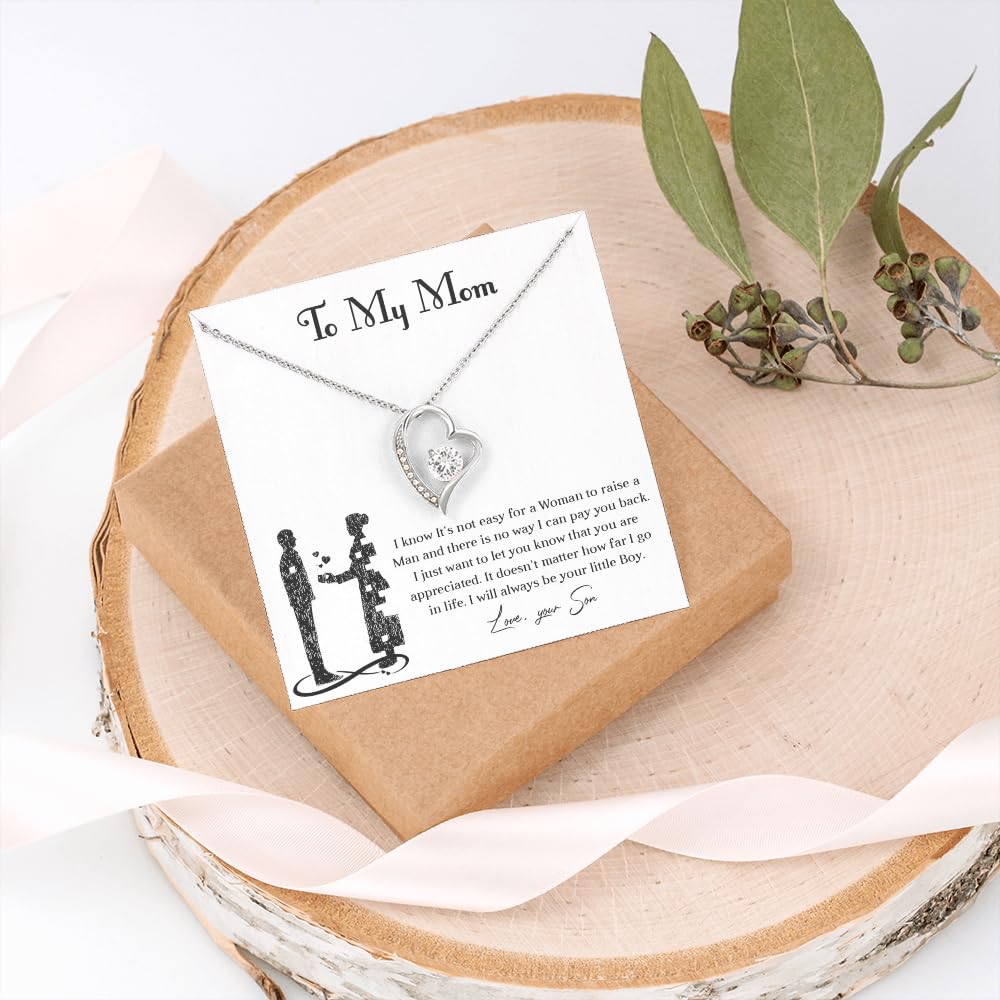 Meaningful Necklace for Mom from Son – I Love You Necklace, Christmas Gift, Sentimental Mother's Day Gift for Mom from Son, Unique Moms Birthday Gift Ideas (Luxury Box, White)