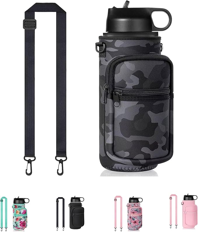 Water Bottle Holder with Strap, 32/40 oz Insulated Water Bottle Sling Bag Crossbody, Water Bottle Carrier Bag with Phone P...