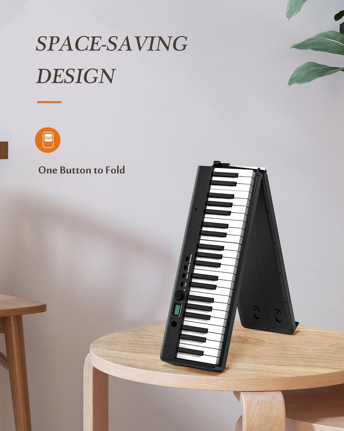 FingerBallet Portable Piano Keyboard, Semi-Weighted Folding Digital Piano 88 Key, Full Size, Wood Grain, Electric Piano Keyboard w/MIDI Bluetooth, Suitable for Adult, Toddler