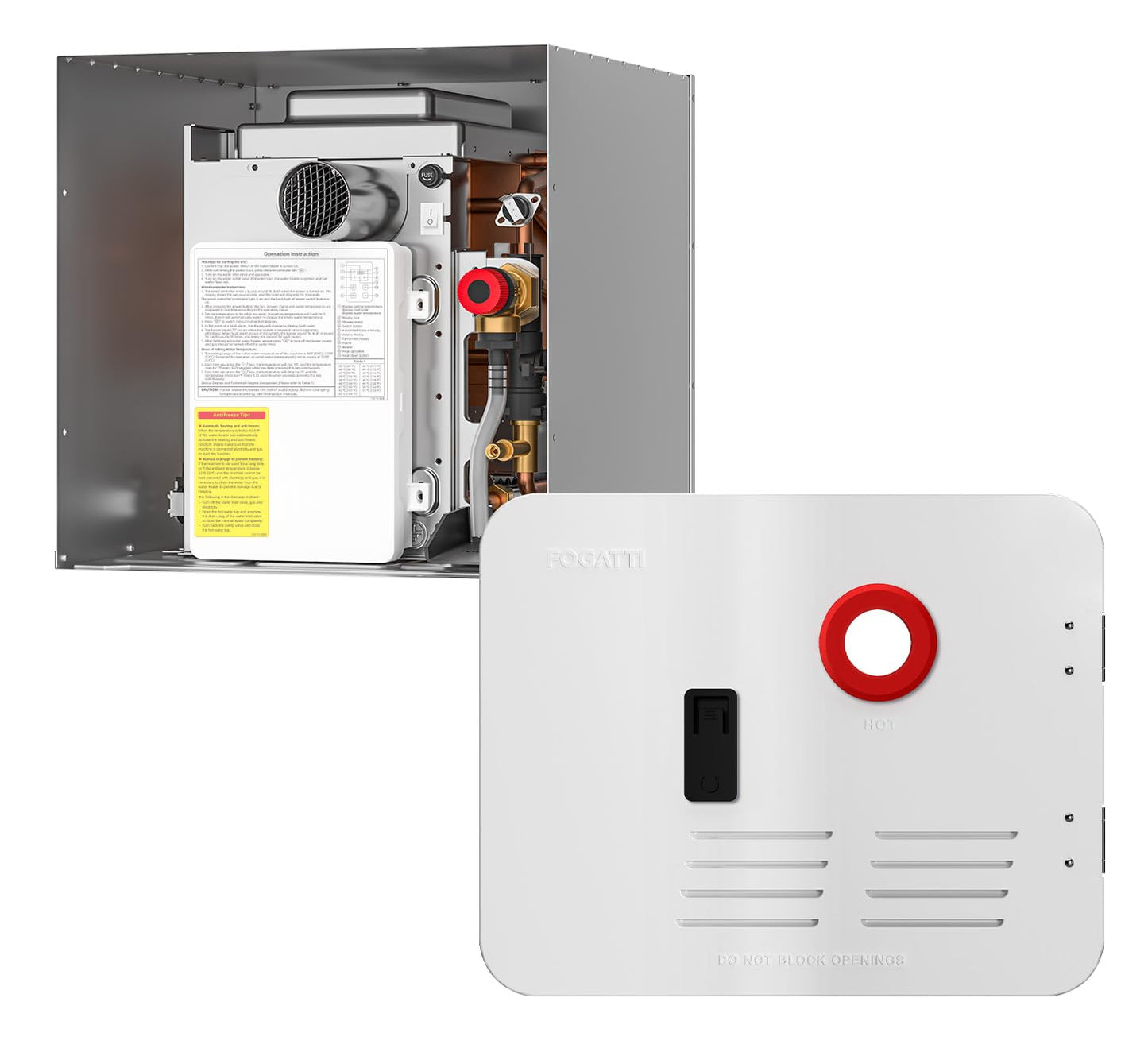 FOGATTI RV Tankless Water Heater with 15"x18" White Door