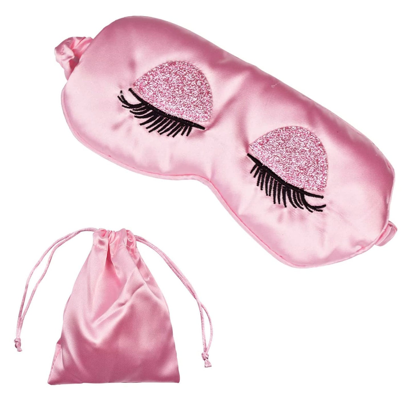 Sleep Mask, Ulbemoll Silk Eye Mask Satin Blindfold Smooth Soft Breathable Travel Eye Cover Eyeshade with Elastic Strap for Women Girls - Pink