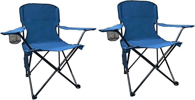 SAILARY 2PCS Folding Camping Collapsible Chairs Heavy Duty Lawn Chair with Cooler Bag, Storage Pocket, Waterproof Bag Outd...