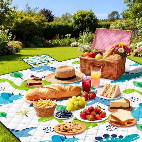 Extra Large Picnic Blanket Waterproof,80"x 80"Foldable Machine Washable Beach Blanket,Outdoor Blanket for 6-8 Adults,Picni...