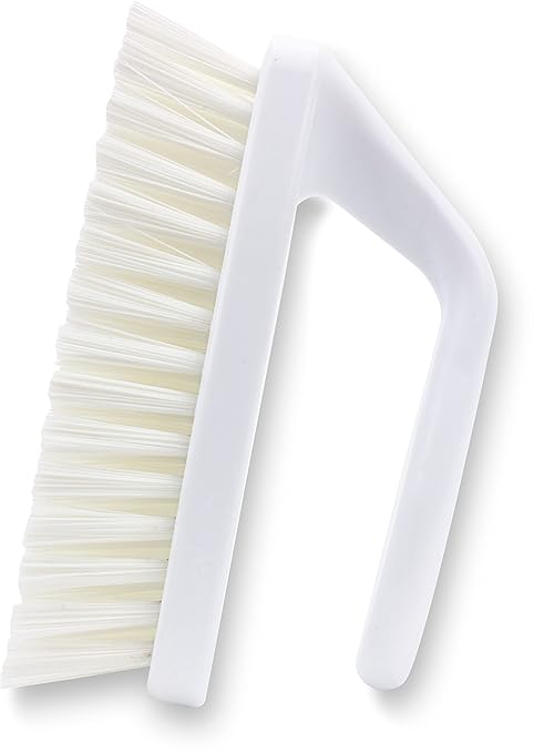 SPARTA Scrub Brush with Iron Shaped Handle and Stiff Bristles, Heavy Duty Scrubber Brush for Kitchen, Bathroom, Shower, Tile, Sink, Carpet and Bakepans, Polypropylene, 6 Inches, White, (Pack of 6)