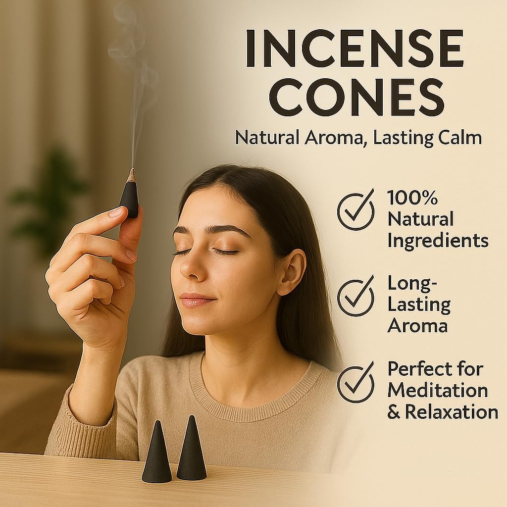 Yajna YLANG-YLANG 100%-Natural-Incense-Cones Handmade-Hand-Dipped Organic-Chemicals-Free for-Purification-Relaxation-Positivity-Yoga-Meditation The-Best-scents (60 Count)