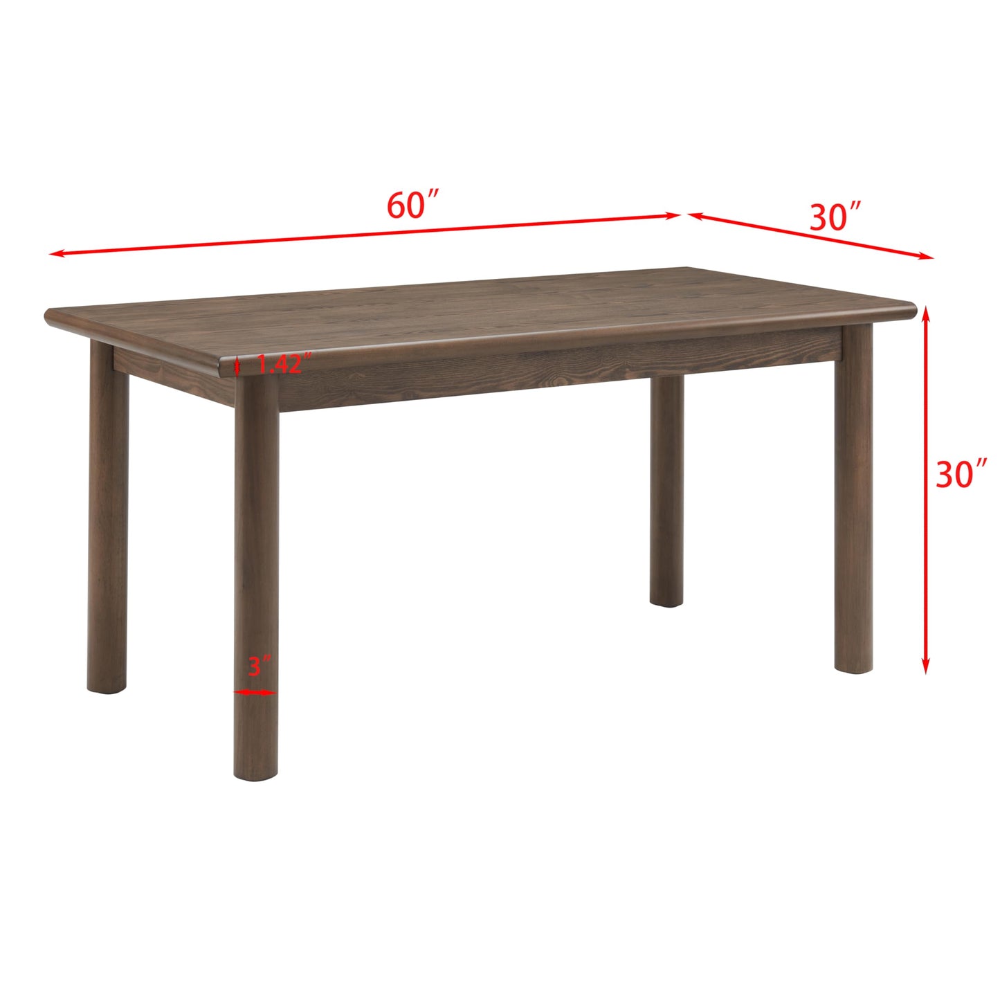 EASTALOLO 60" Rectangular Dining Table for 6 Person, Retro Kitchen Table, Wooden Dinner Room Table with Solid Wood Legs, for Home Kitchen Restaurant Living Room