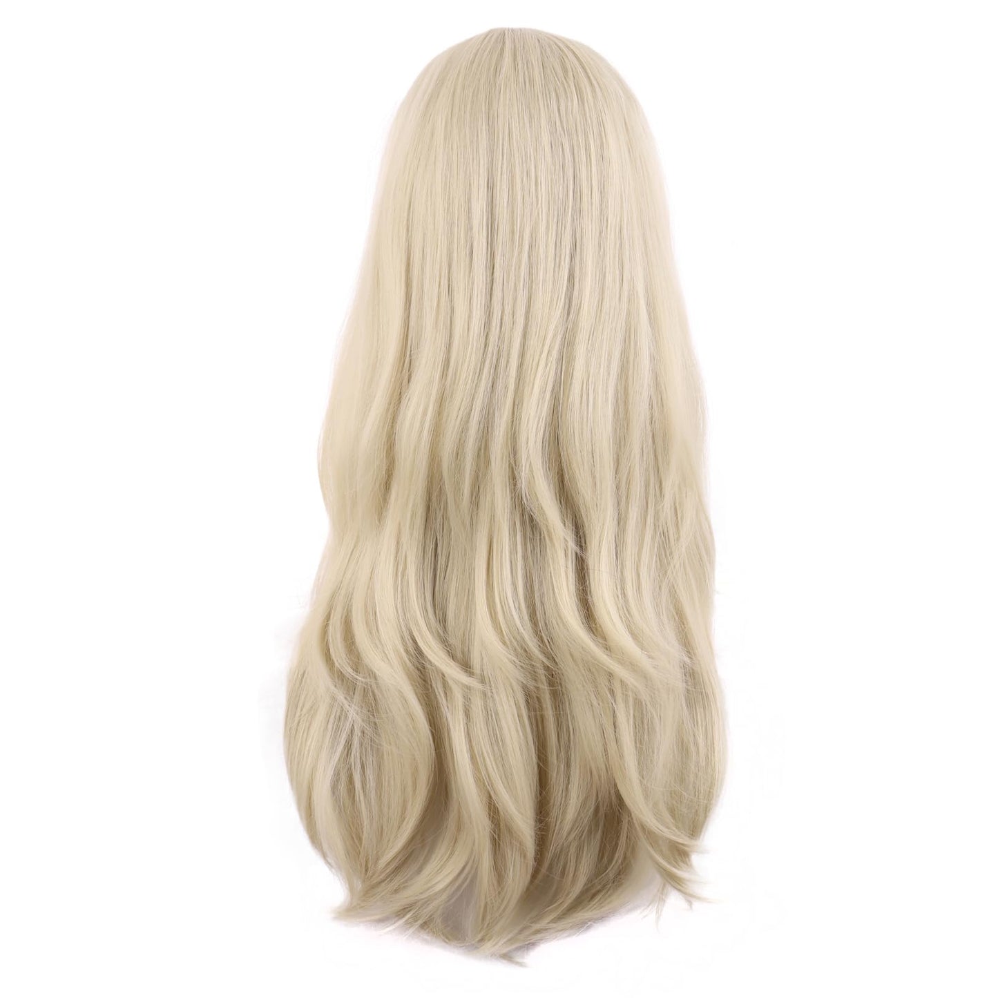 MapofBeauty 28 Inch/70 cm Long Curtain Bangs Synthetic Fiber Wavy Curly Heat Resistant Cosplay Party Wig (Blonde)