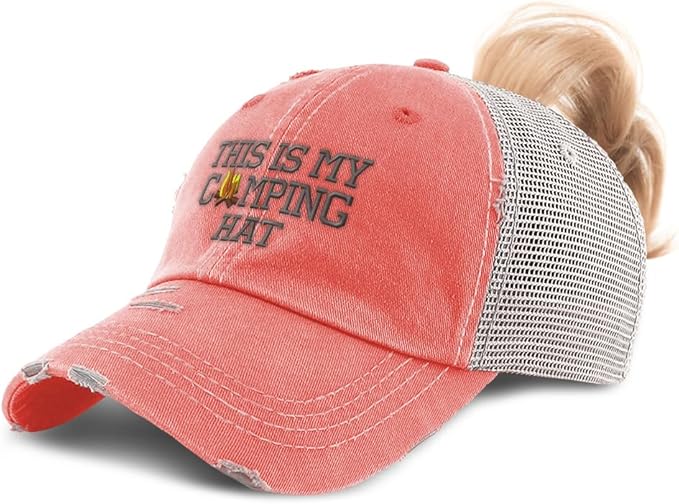 Speedy Pros Ponytail Cap Women's Baseball Cap Embroidered This My Camping Hat Embroidery Cotton