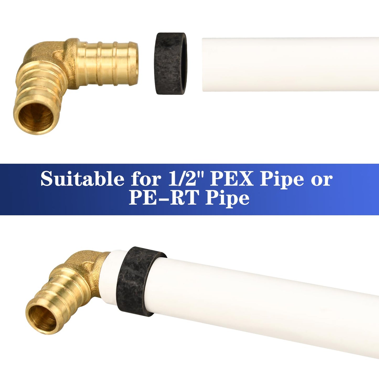 100 Pack 1/2" PEX Copper Crimp Rings, for Pex Pipe Connection