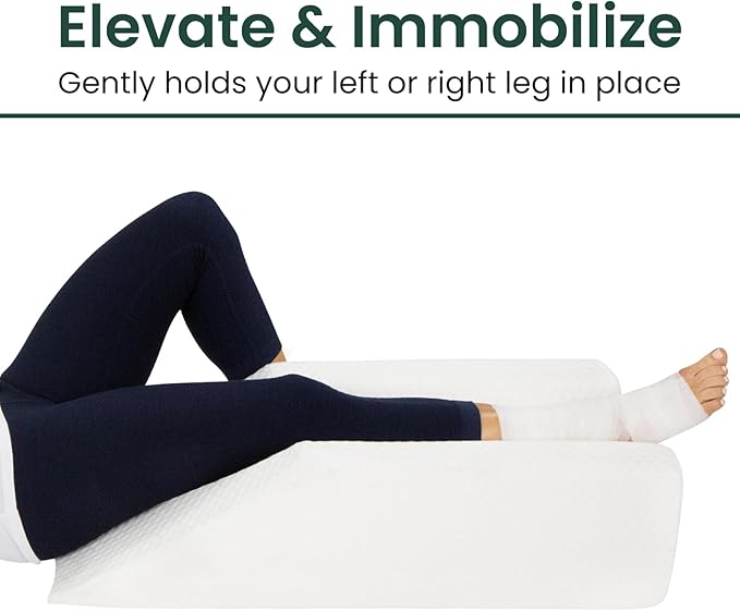 Xtra-Comfort Leg Elevation Pillow- Leg Wedge for Knee, Swelling, Elevation, After Surgery Must Haves - Post Surgery, Knee Pain Relief - Breathable for Knee, Ankle and Foot - Improve Blood Circulation