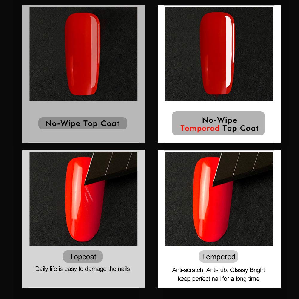 VENALISA 12ML No Wipe Tempered Top Coat, Scratch Resistant Long Lasting High Gloss Soak Off Clear Gel Nail Polish Top Coat 0.43 OZ