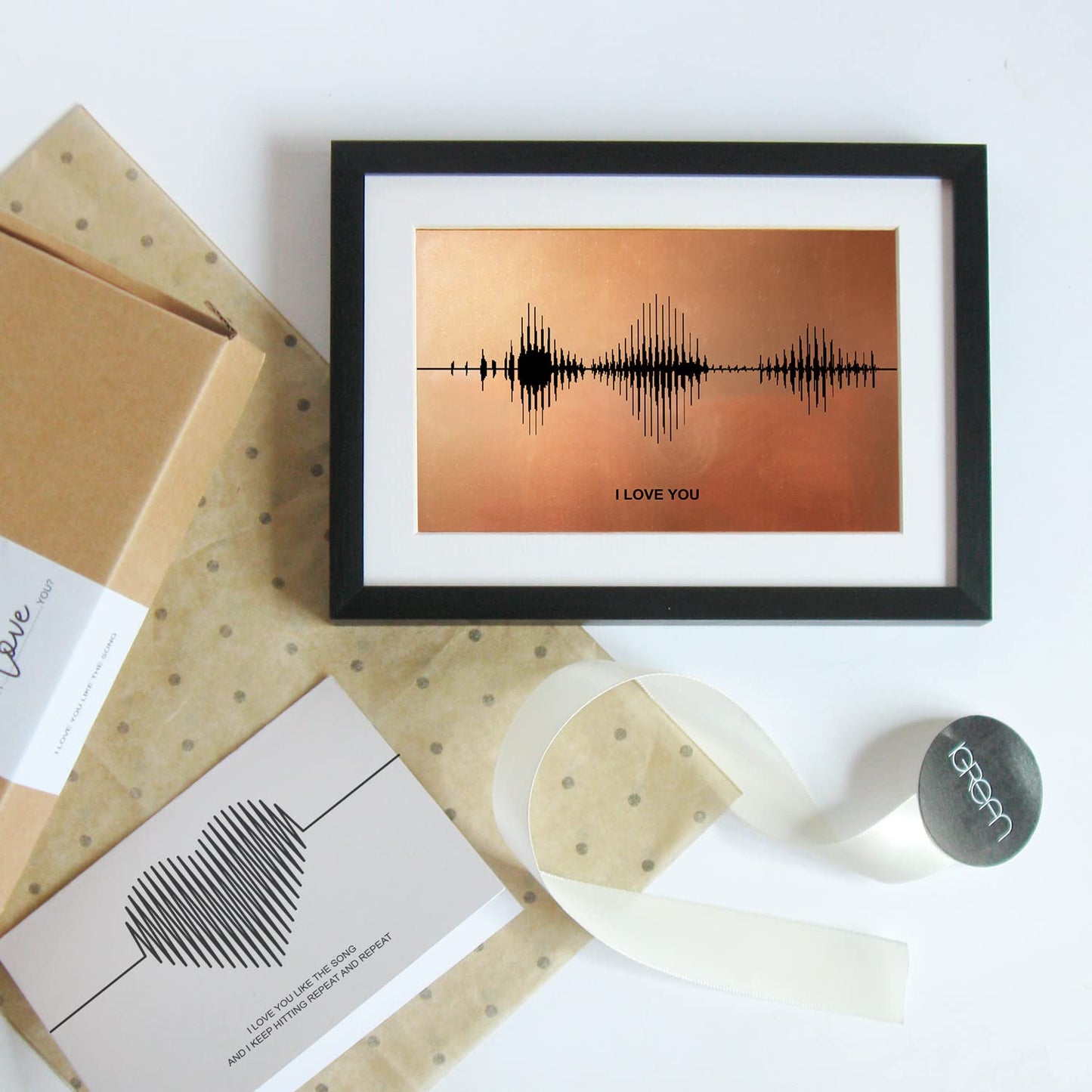 I Love You Soundwave Art, Visible Voice Print, Bronze 8th Anniversary Gift for her or him, Wife Gift from Husband, Husband Gift from Wife, Valentines Day Christmas Gift
