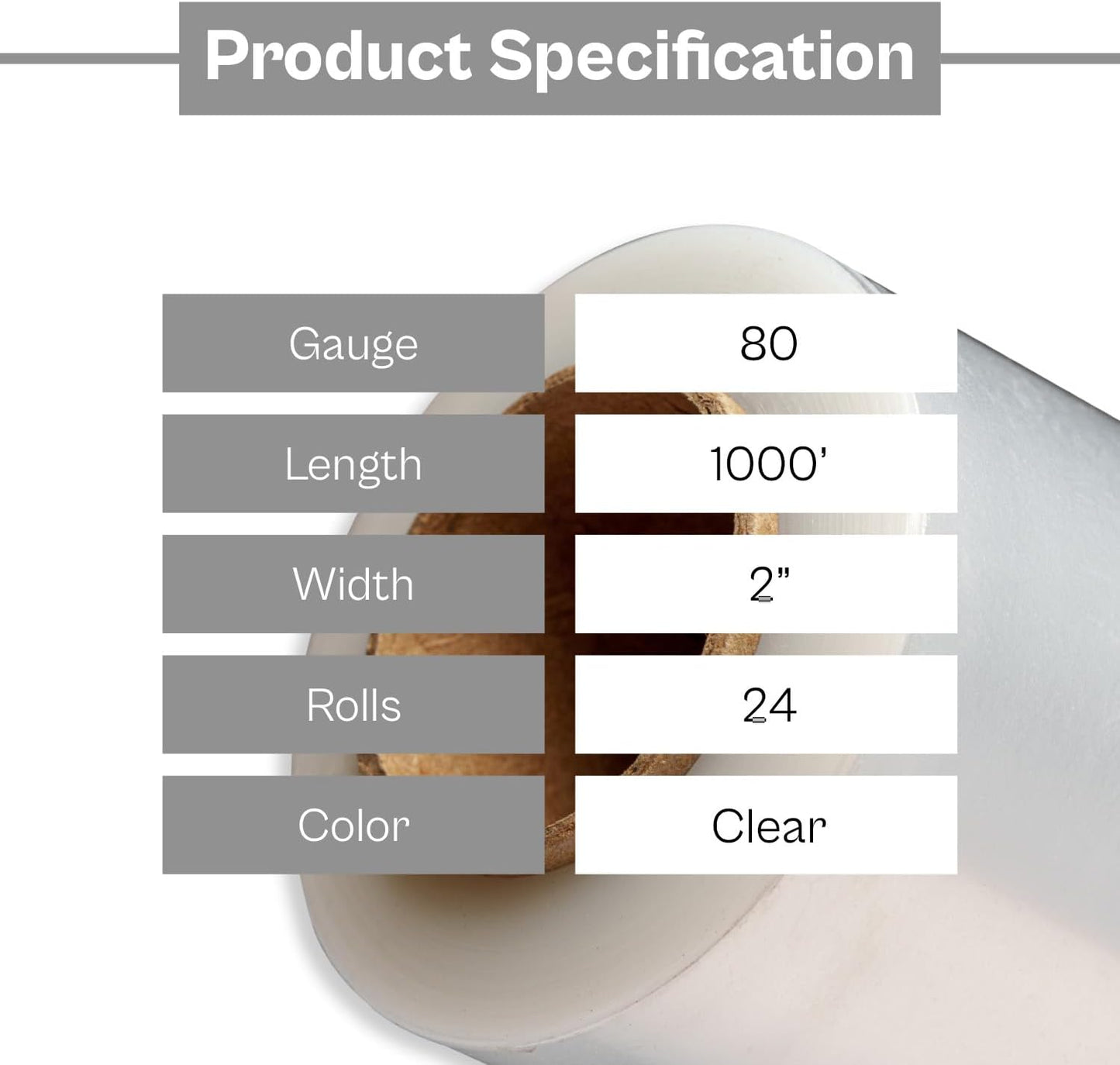 PSBM Mini Stretch Wrap with Handle, 24 Pack, 2 Inch x 1000 Feet, 80 Gauge, Clear, Small Plastic Cling Film for Pallets Moving Storing