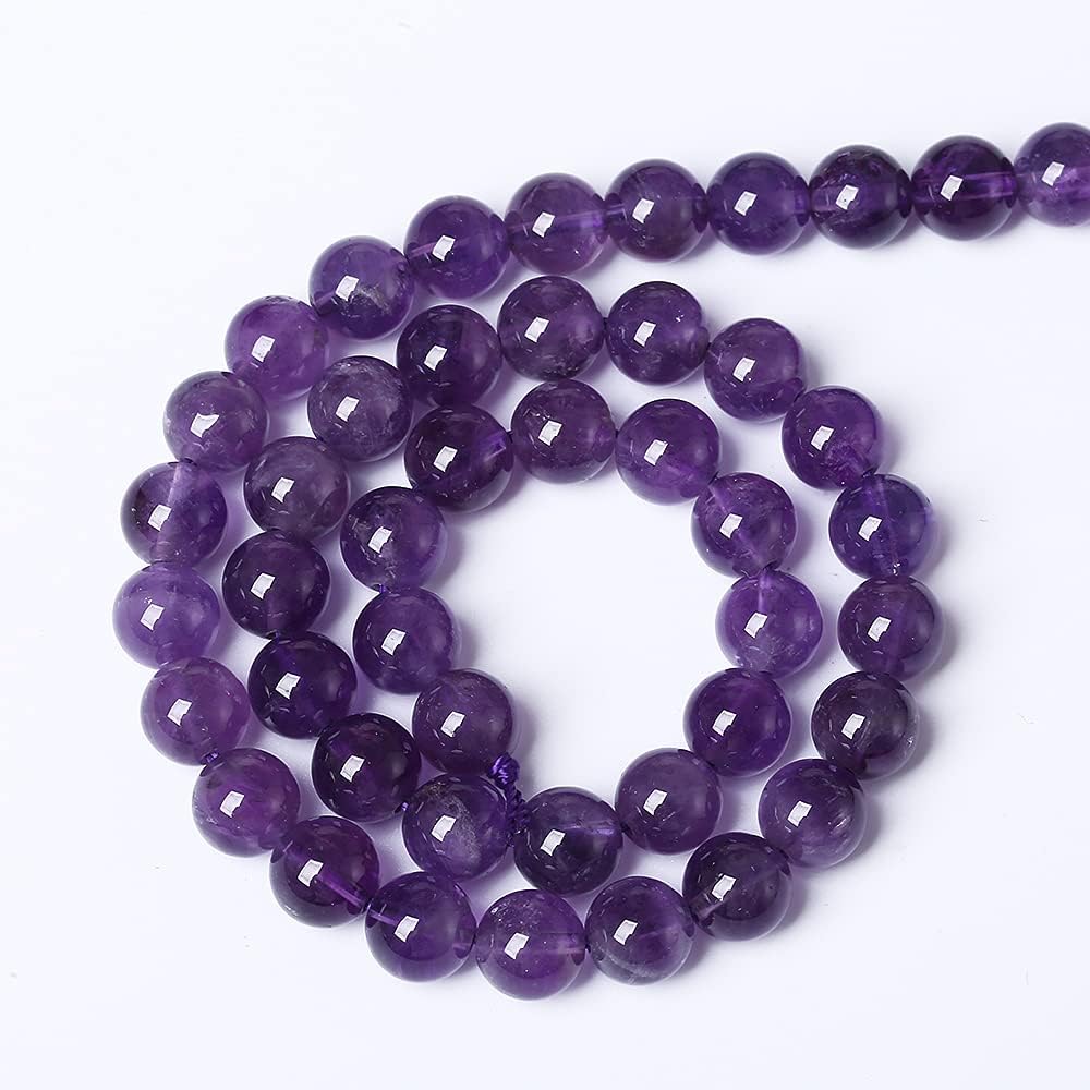 90PCS 8mm Natural Amethyst AAAAA Purple Crystal Quartz Beads Gemstones Round Stone Beads for Jewelry Making DIY Bracelet Necklace 2 Strand 32"